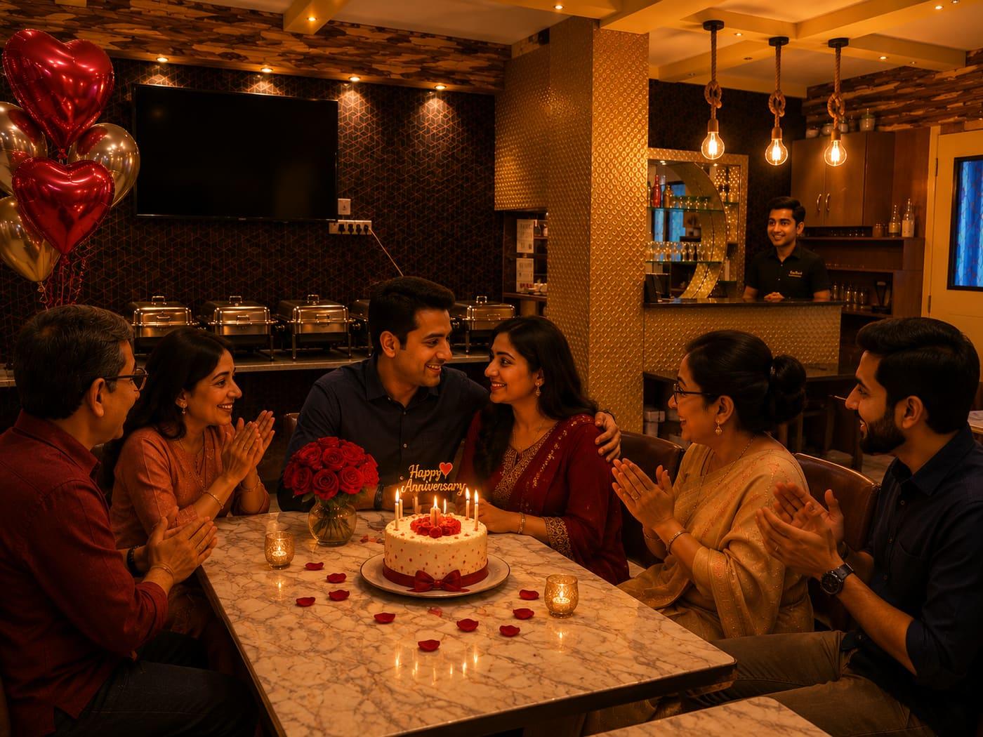 An intimate anniversary dinner with warm candlelight at The Quince.